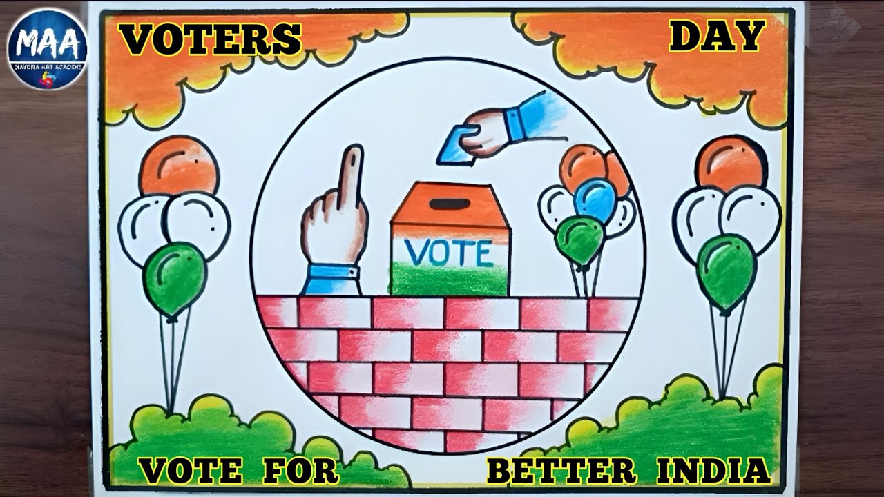 National Voters Day Drawing | मतदाता जागरूकता ड्रॉइंग | Voters Day Poster Drawing | Election Drawing