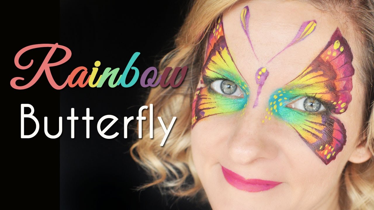Rainbow Butterfly Face Painting Makeup Tutorial