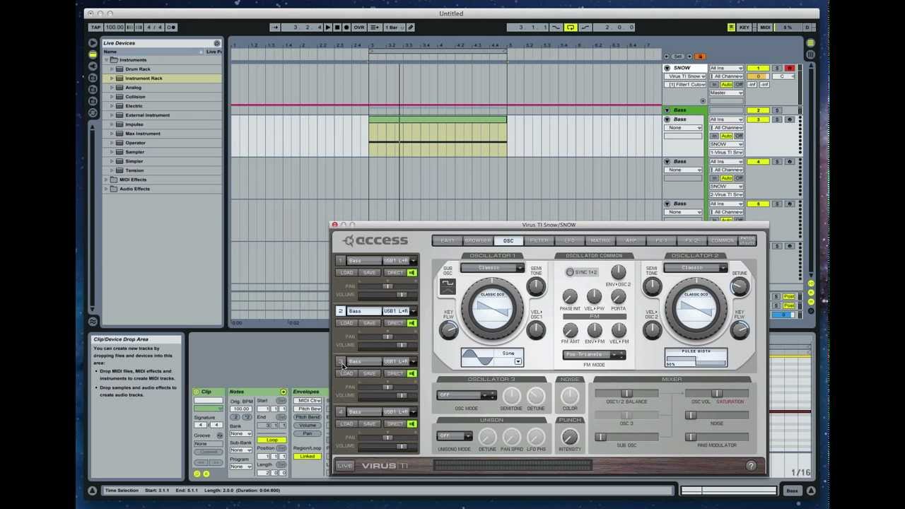 Access Virus TI Snow workflow in Ableton Live