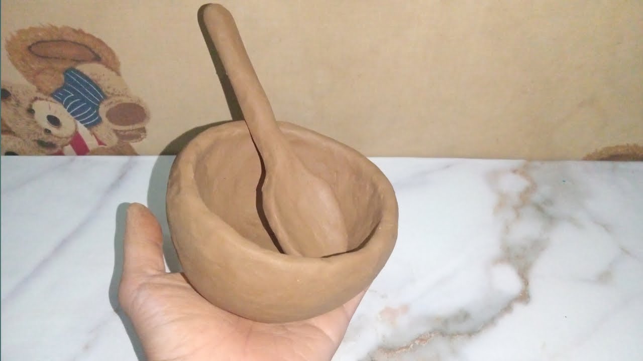 cara membuat kerajinan tangan dari tanah liat bentuk mangkok|prakarya tanah liat mudah