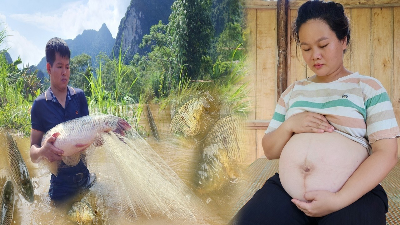 TIMELAPSE: Husband caught a big fish - Pregnant Mom Washing clothes for the baby about to be born