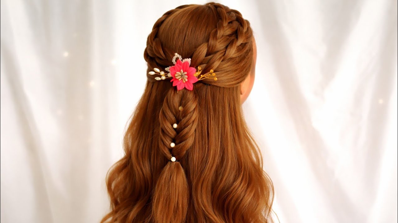 Open Hair Front Braid Hairstyle | Simple & Easy Party Wedding Hairstyle for Beginners