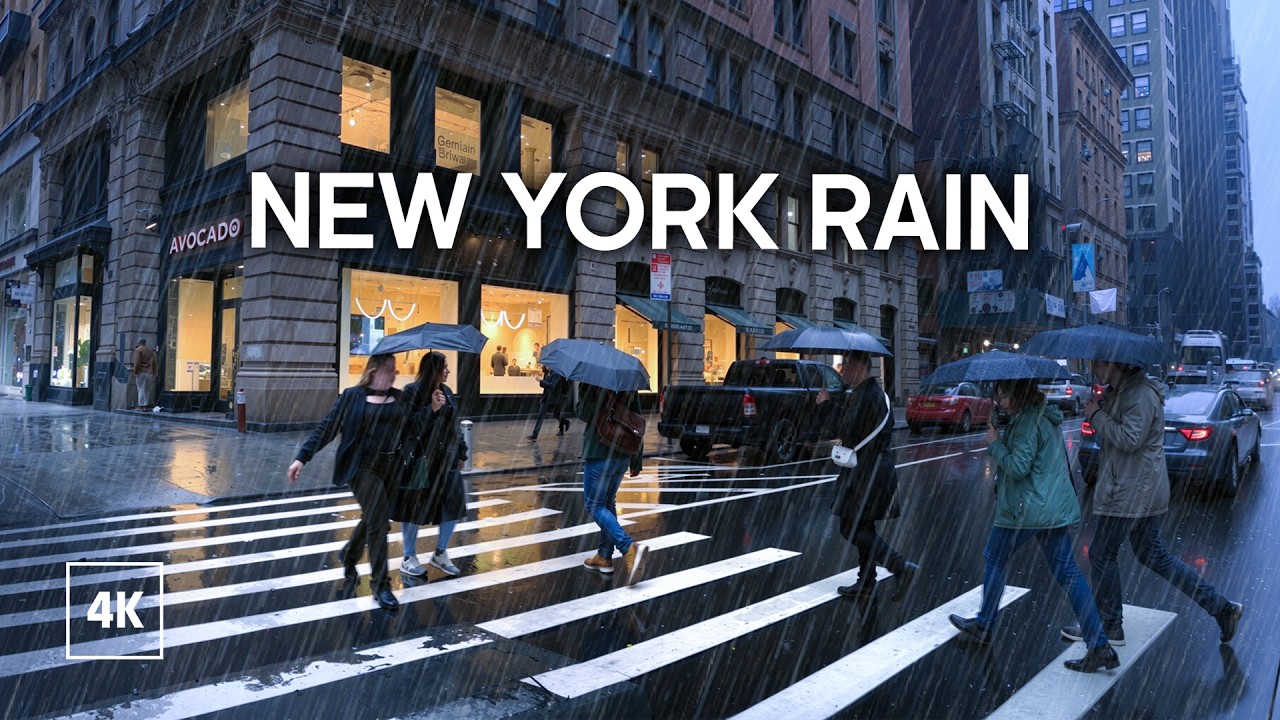 Rain NEW YORK 4k - Walking in the rain in Manhattan