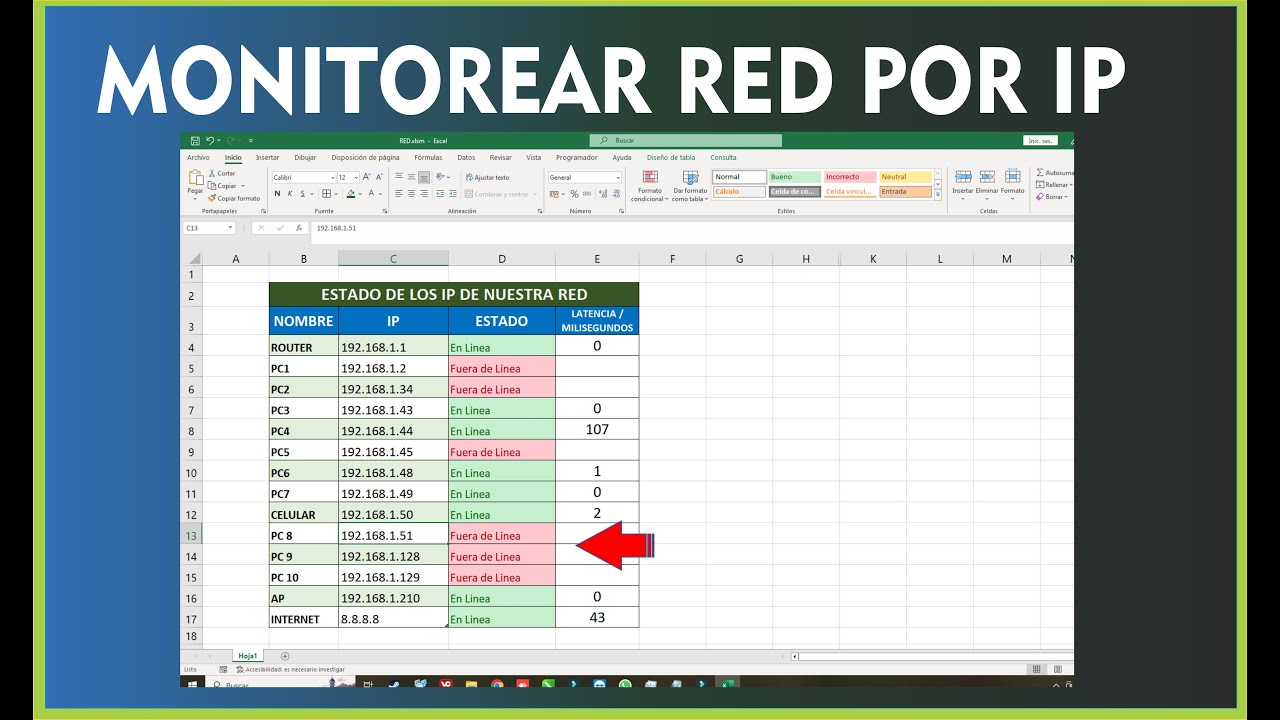 Monitorear sus direcciones IP usando Microsoft Excel