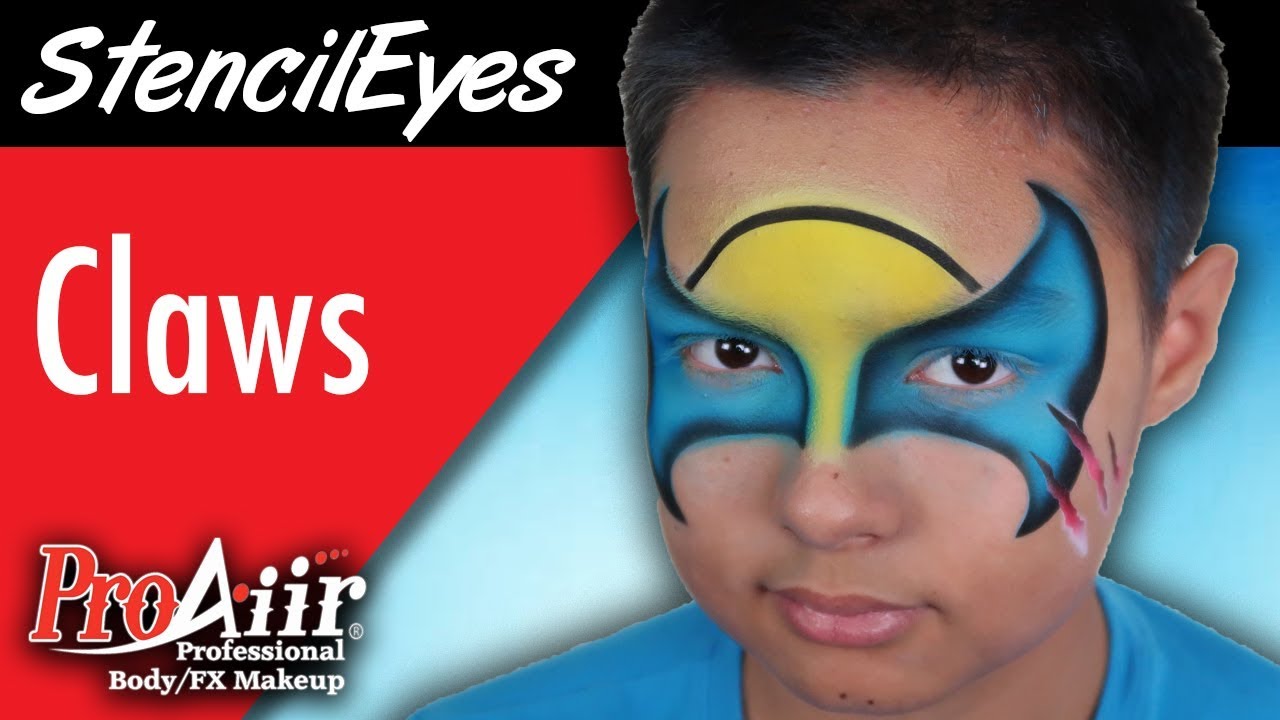 Face Painting with StencilEyes Claws Airbrush Face Painting