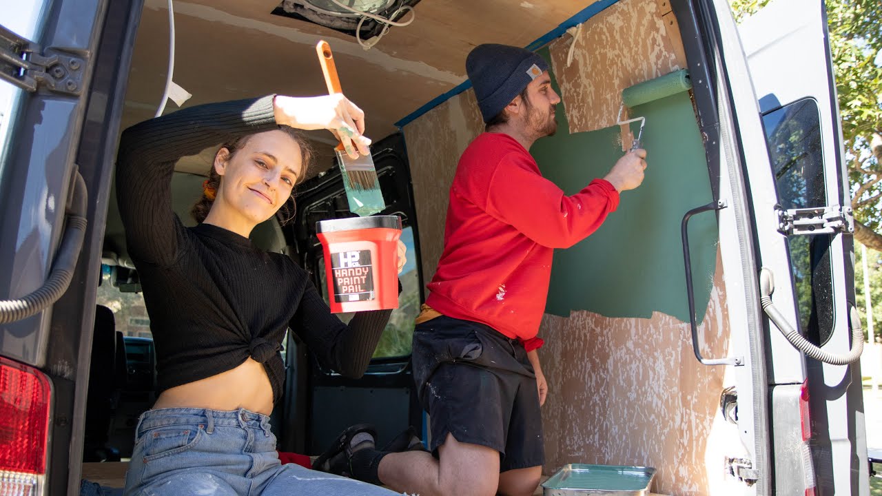 DIY Van Conversion | Painting Walls + Unique Cork Flooring