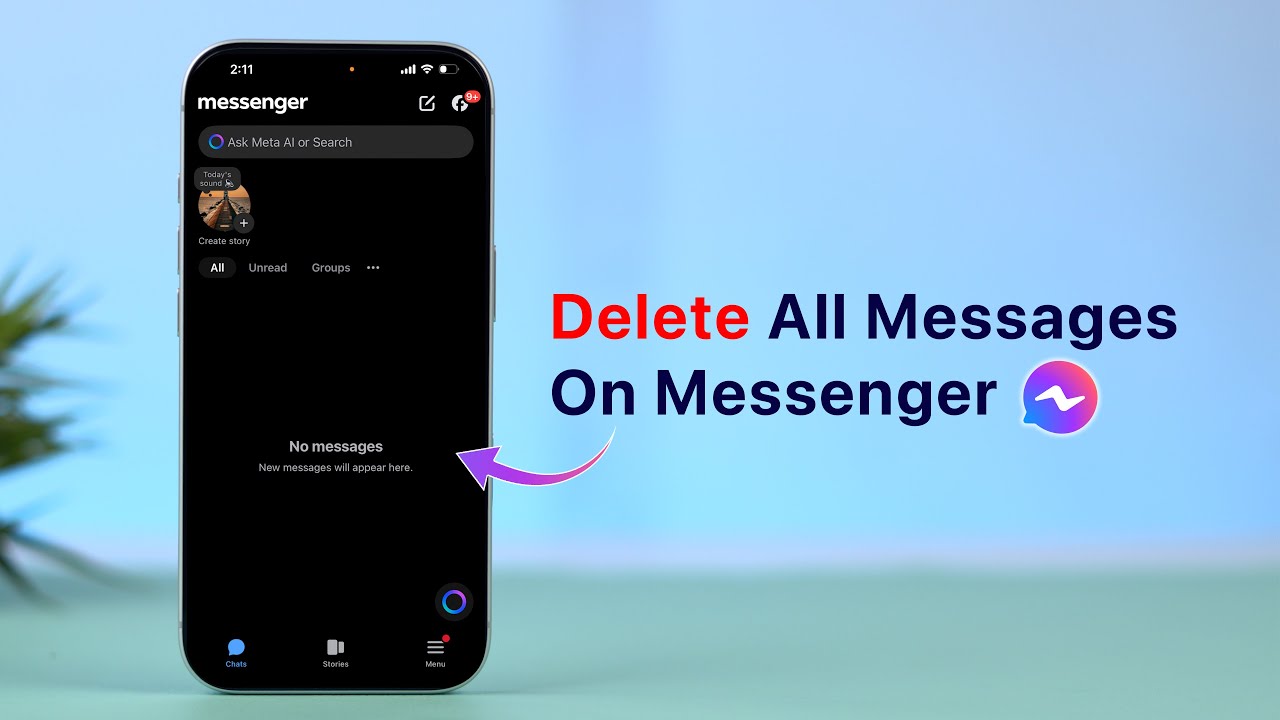 Как удалить все сообщения в Messenger