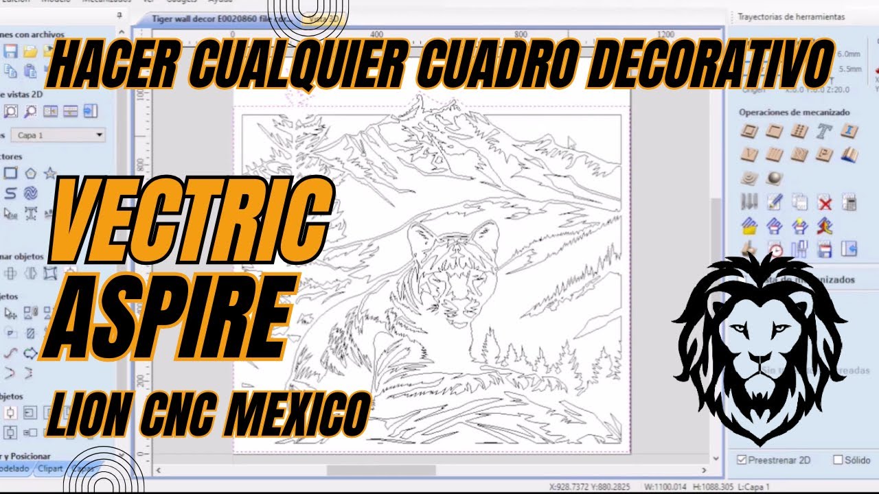 ✅ Tutorial de Vectric Aspire en español, como vectorizar y cortar decoraciones para CNC ROUTER. 🥇