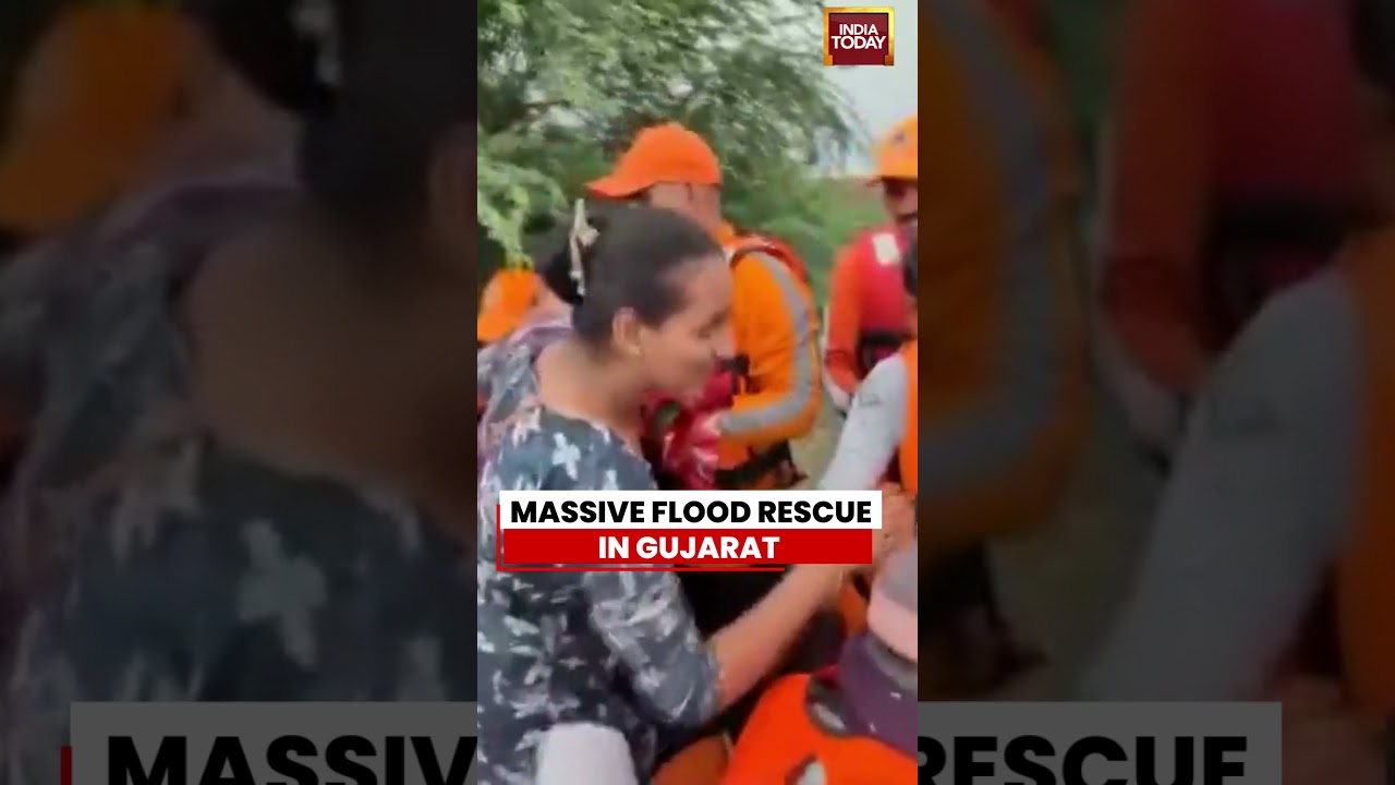 MASSIVE FLOOD RESCUE IN GUJARAT #gujarat #floodrescue #shortsviral #indiatoday