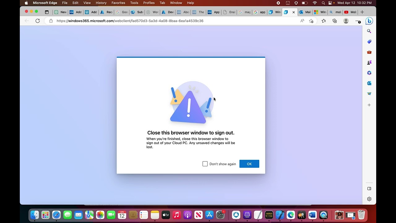 The User Experience when using a Frontline Cloud PC in Windows 365 in the Browser
