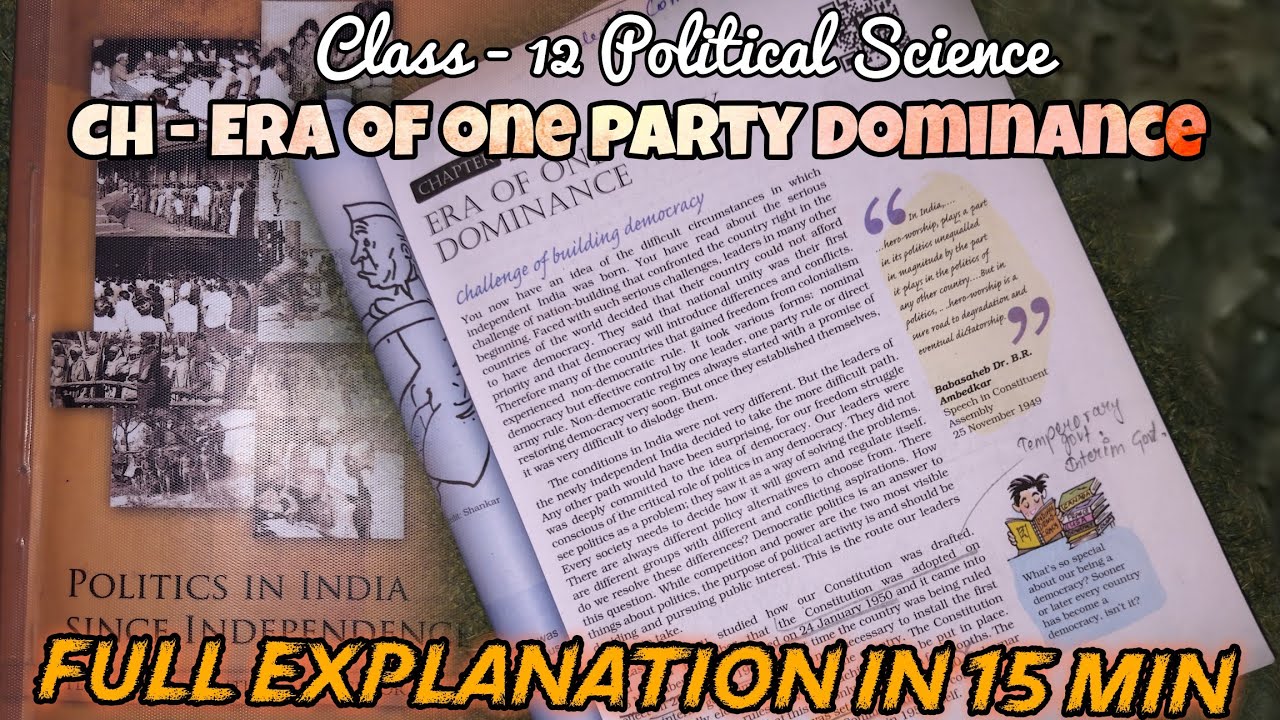 Class 12 Political Science Chapter - Era of one party dominance| NCERT | CBSE | Full explanation