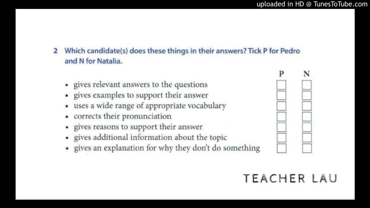 1.8 Speaking Folder 1 - Paper 4 Part 1 - Unit 6
