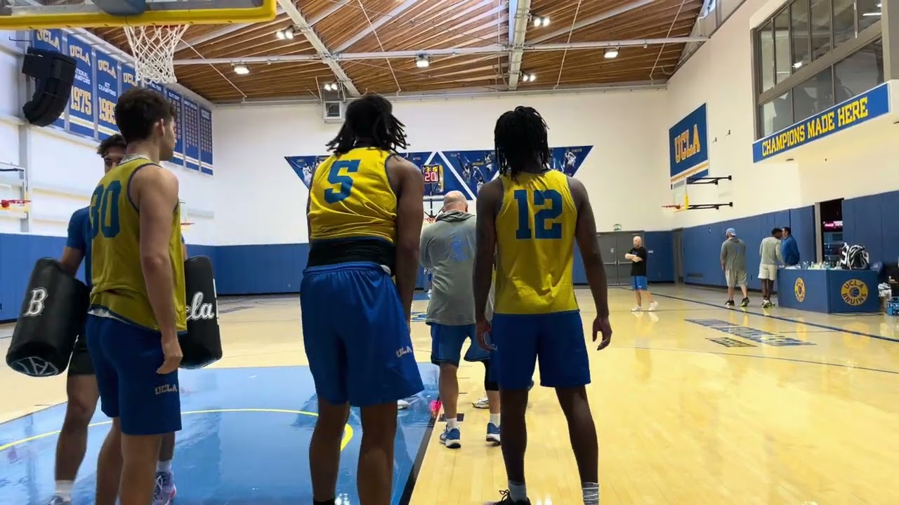 UCLA basketball practice video, featuring wing ball denial drills and more.