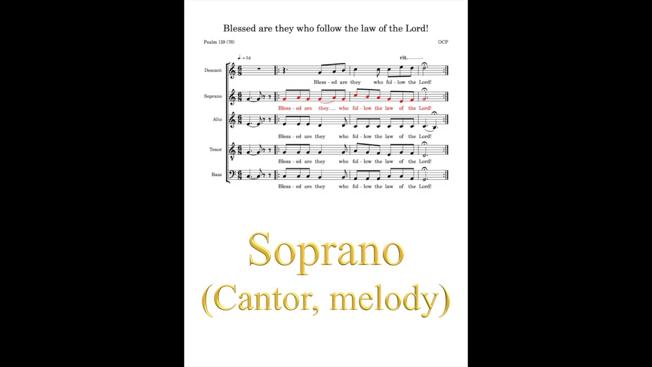Responsorial Psalm: Blessed are they who follow the law of the Lord! Psalm 119 (76) Sop. (C., mel.)