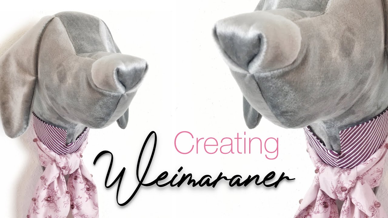 Sewing a plush Weimaraner dog head for my art wall | silent vlog
