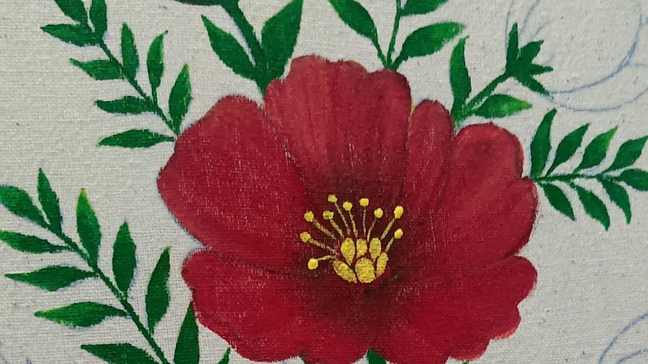 Red flower fabric painting part 1 #viral #fabricpainting #trending #subscribers
