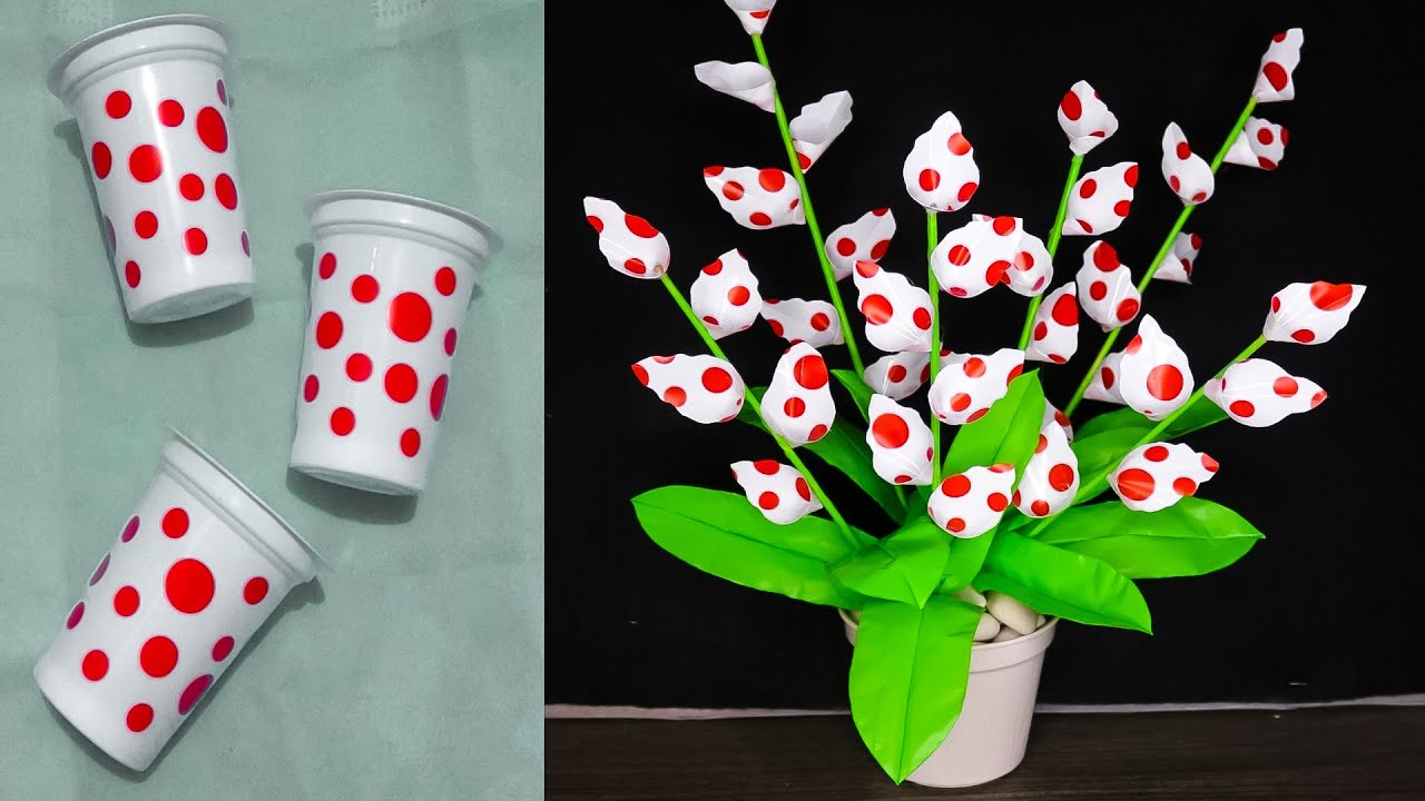 Ide kreatif kerajinan dari gelas plastik bekas yang tak ribet | belajar membuat bunga