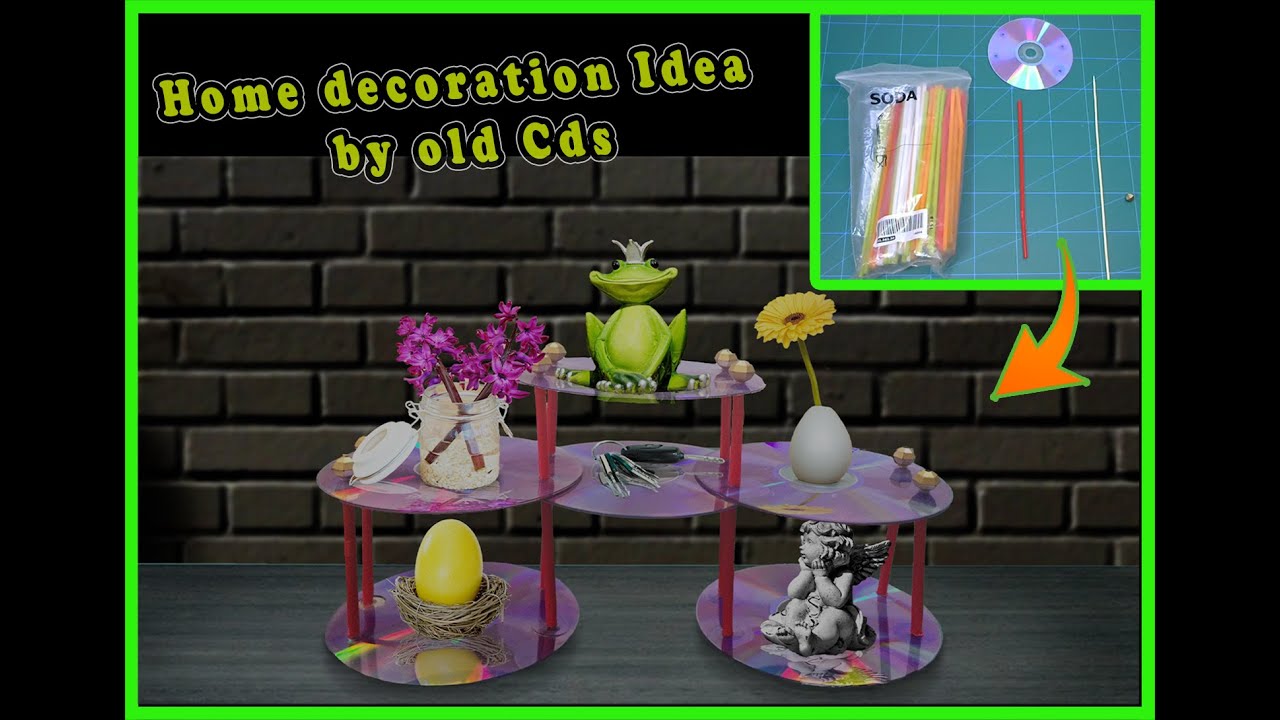 DIY home decoration Idea by old Cds,Drinking Straws and Barbecue Sticks