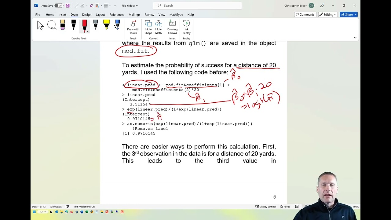 Logistic regression: probability of success, estimation and inference