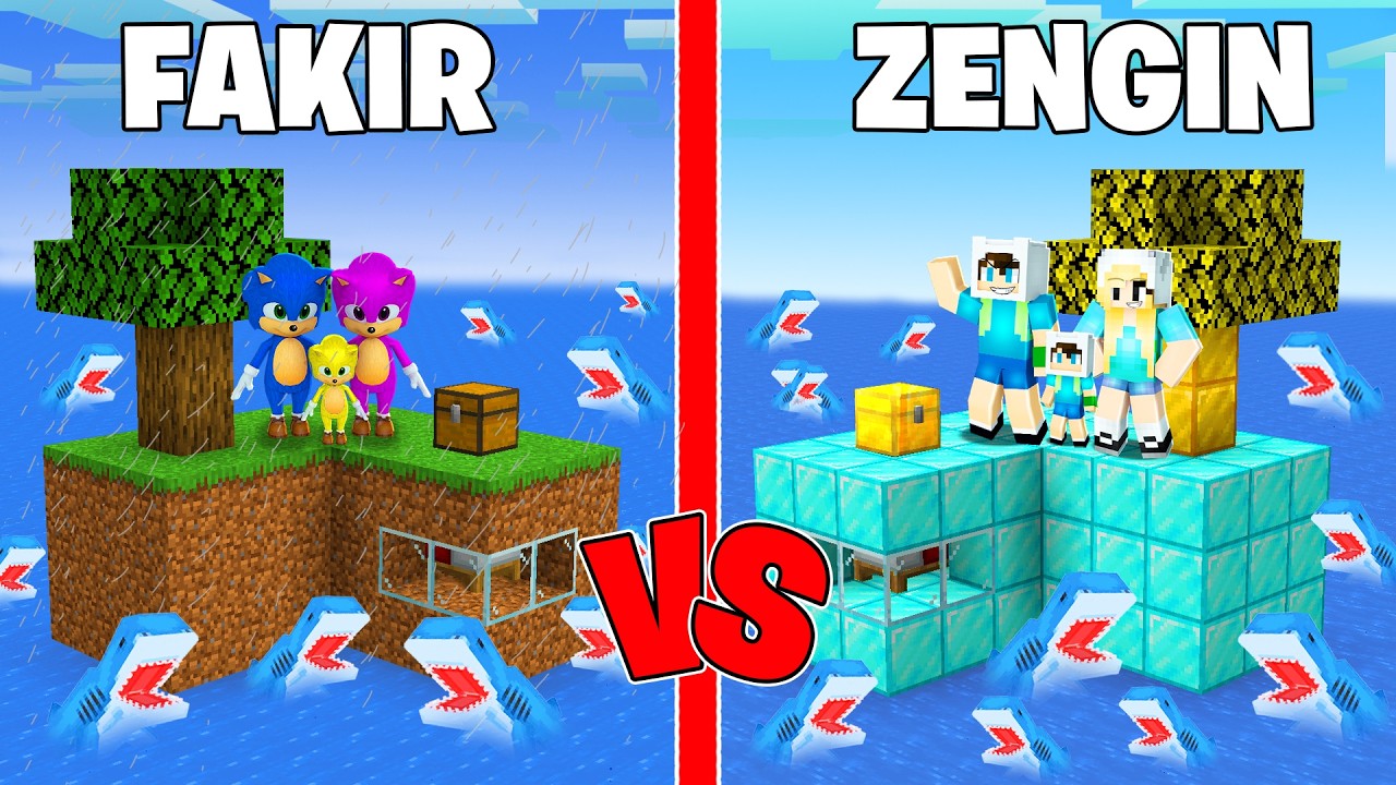 FAKİR BEBEK SONİC AİLESİ VS ZENGİN ENES AİLESİ DENİZ BLOĞU 😨 Minecraft