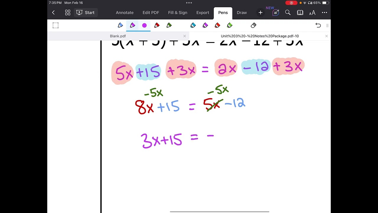 MTH1W - Unit 3, Lesson 4 - Multi-Step Equations