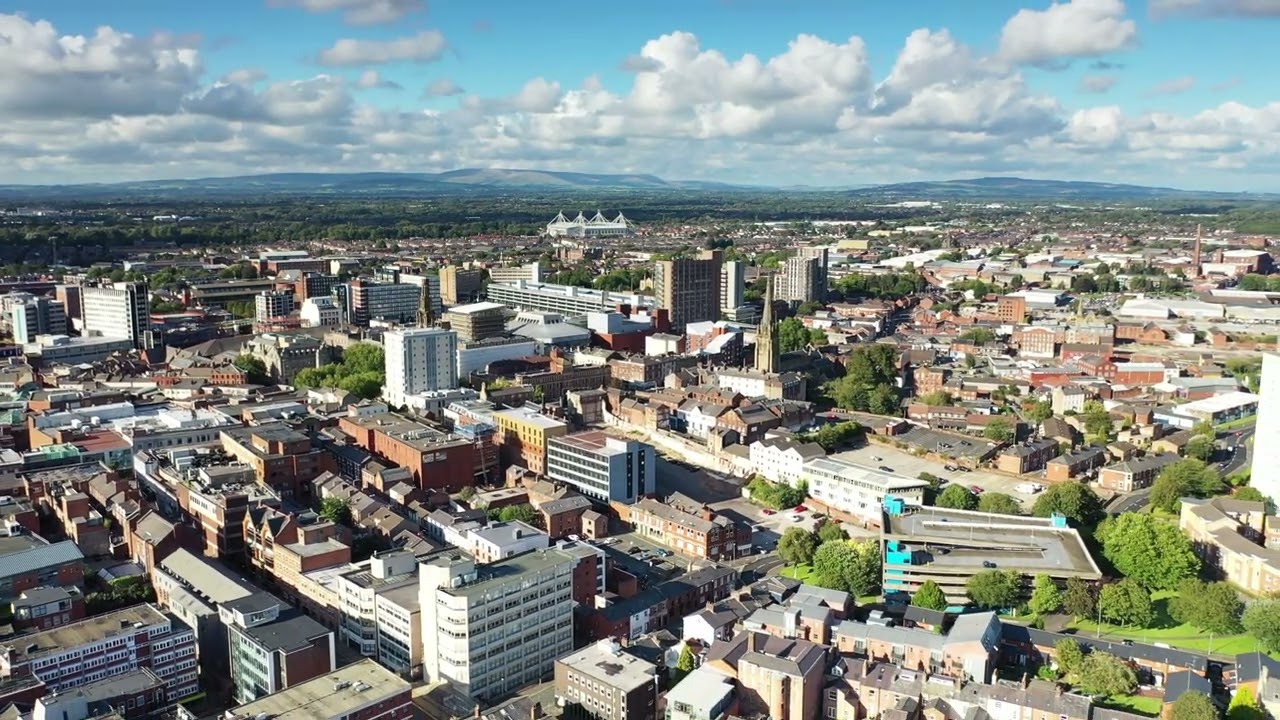 Drone View of Preston from Avenham / Fishergate Area