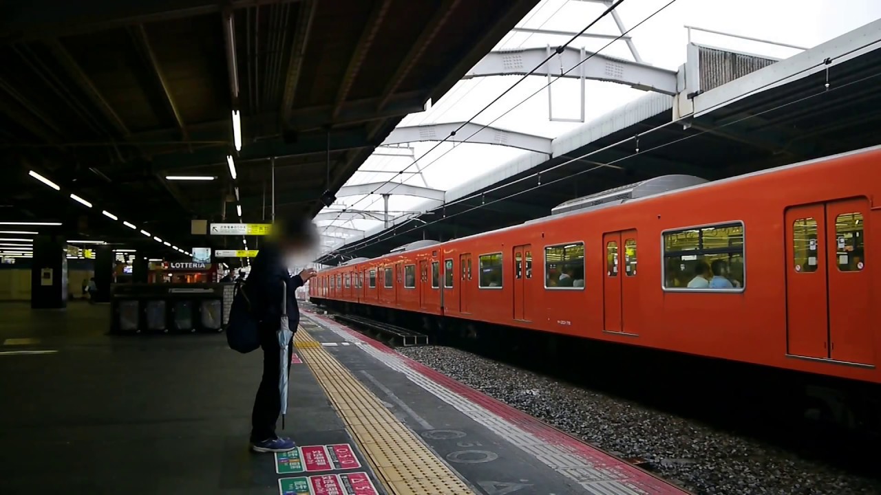 休日の大阪・JR鶴橋駅の6倍速定点風景　WestJR OsakaLoop Line,Osaka,Japan