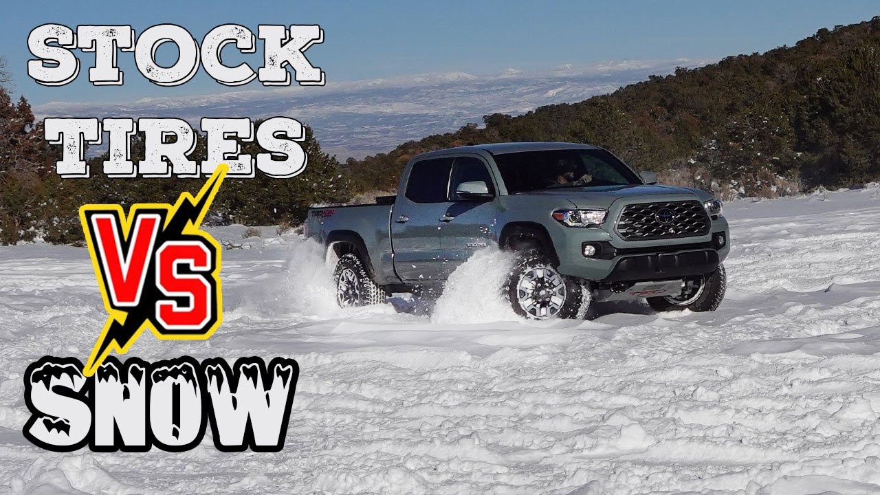 Stock 2022 Toyota Tacoma TRD OR with Goodyear wrangler all-terrain adventure Tires on Snow!
