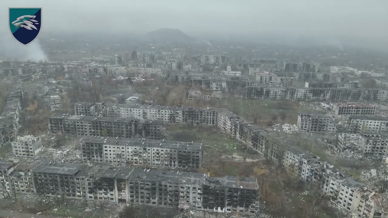 Myrnohrad - 08.11.2025. The 503rd Marine Battalion Shares Latest Drone Footage Of Myrnohrad.