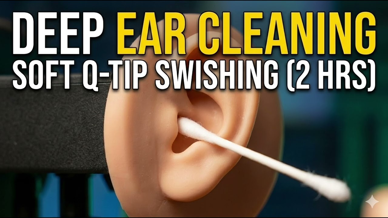 Deep Cotton Swab Ear Cleaning | 2 Hours of Soft Muffled Swishing (Binaural)