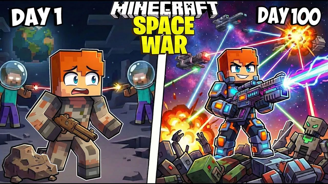 I Survived 100 Days in a SPACE WAR in Minecraft