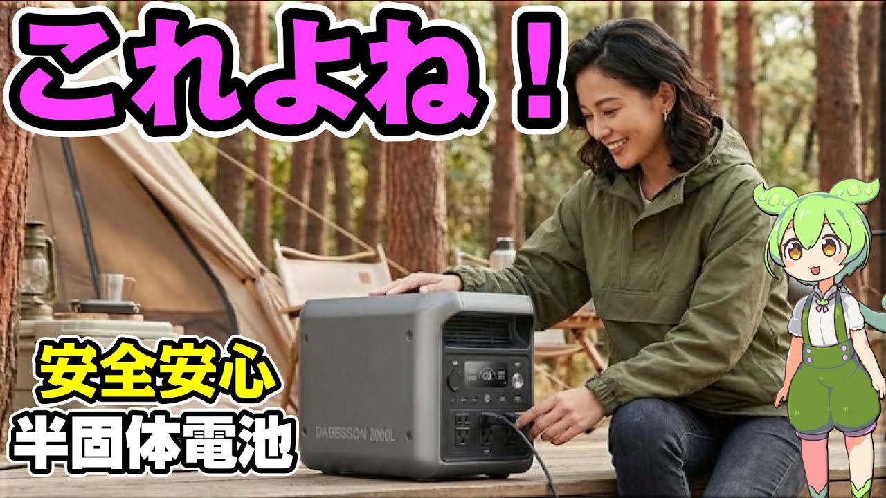 半固体 ポータブル電源  最高性能かも？ dabbsson 2000l　電子レンジ２台同時動作OK！ #dabbsson #ポータブル電源