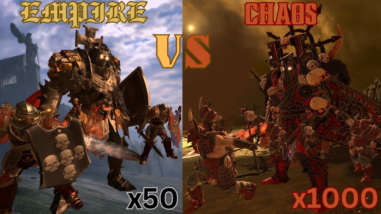 Warhammer Battle - 50 Medieval Space Marines VS 1000+ Chaos Khorne Army
