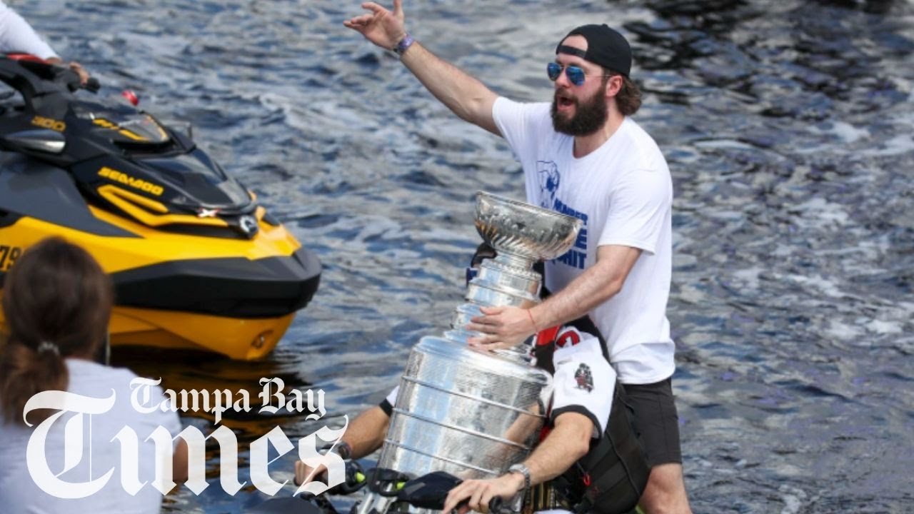 The Lightning and fans celebrate with a boat parade in downtown Tampa