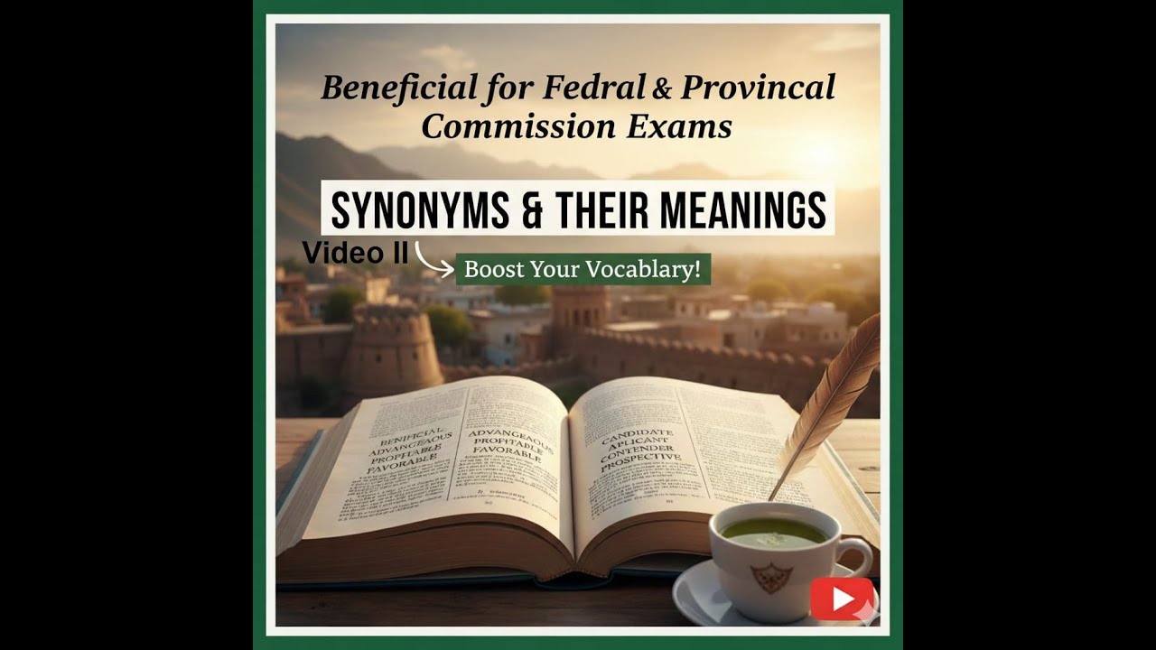 English Synonyms with Urdu Meaning 2/2 | KPPSC, SST, CSS, PMS & Lecturer Exams Preparation