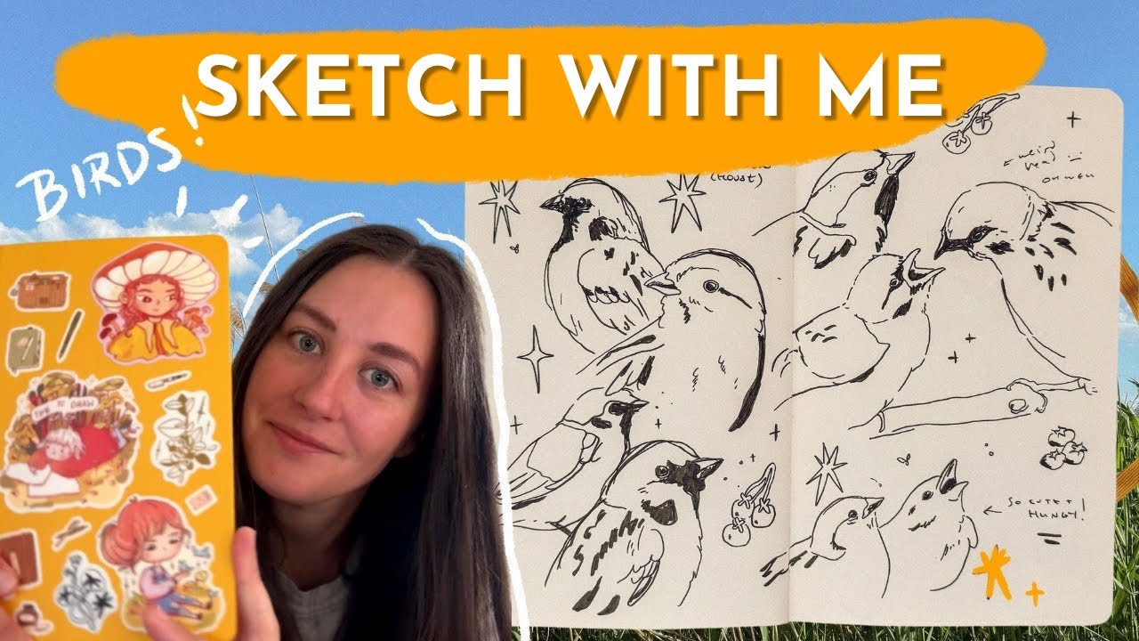 a chill sketchbook session 🪷 an entire spread of bird drawings