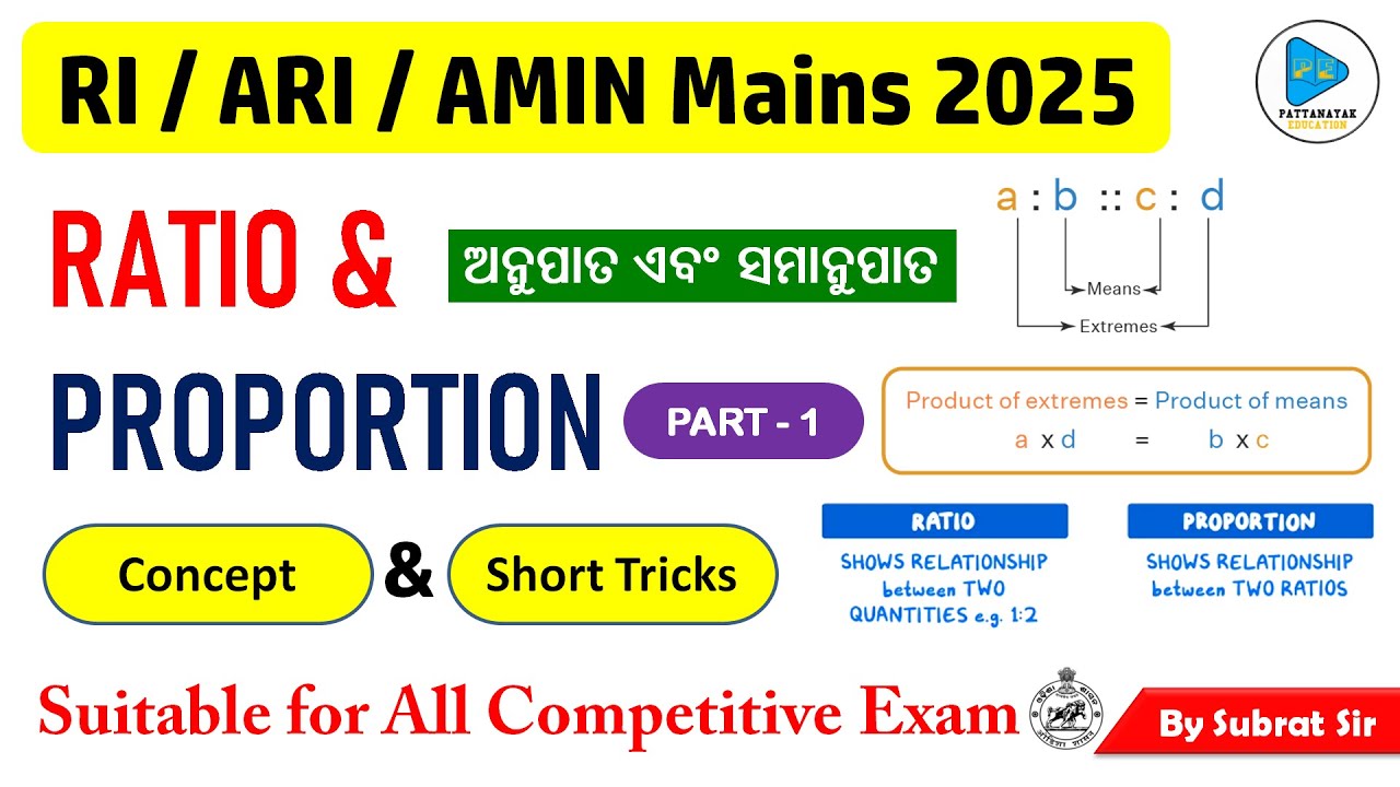 Ratio & Proportion Full Concept with Short Tricks for RI ARI AMIN Mains 2025 & All Competitive Exam