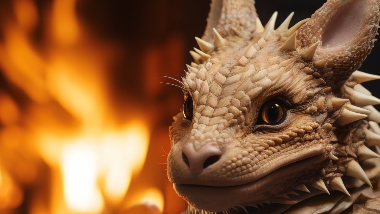 Relax with a Purring Dragon Pup 🐲 Crackling Fireplace 🔥 Fall Asleep in Cozy Ambience