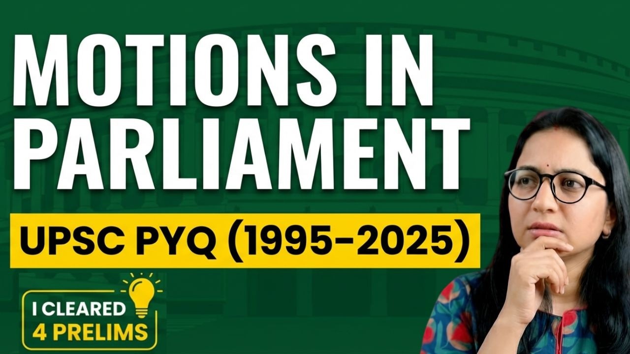 Adjournment Motion, No-Confidence Motion & Constructive Vote | Polity PYQ Analysis (1995–2025)