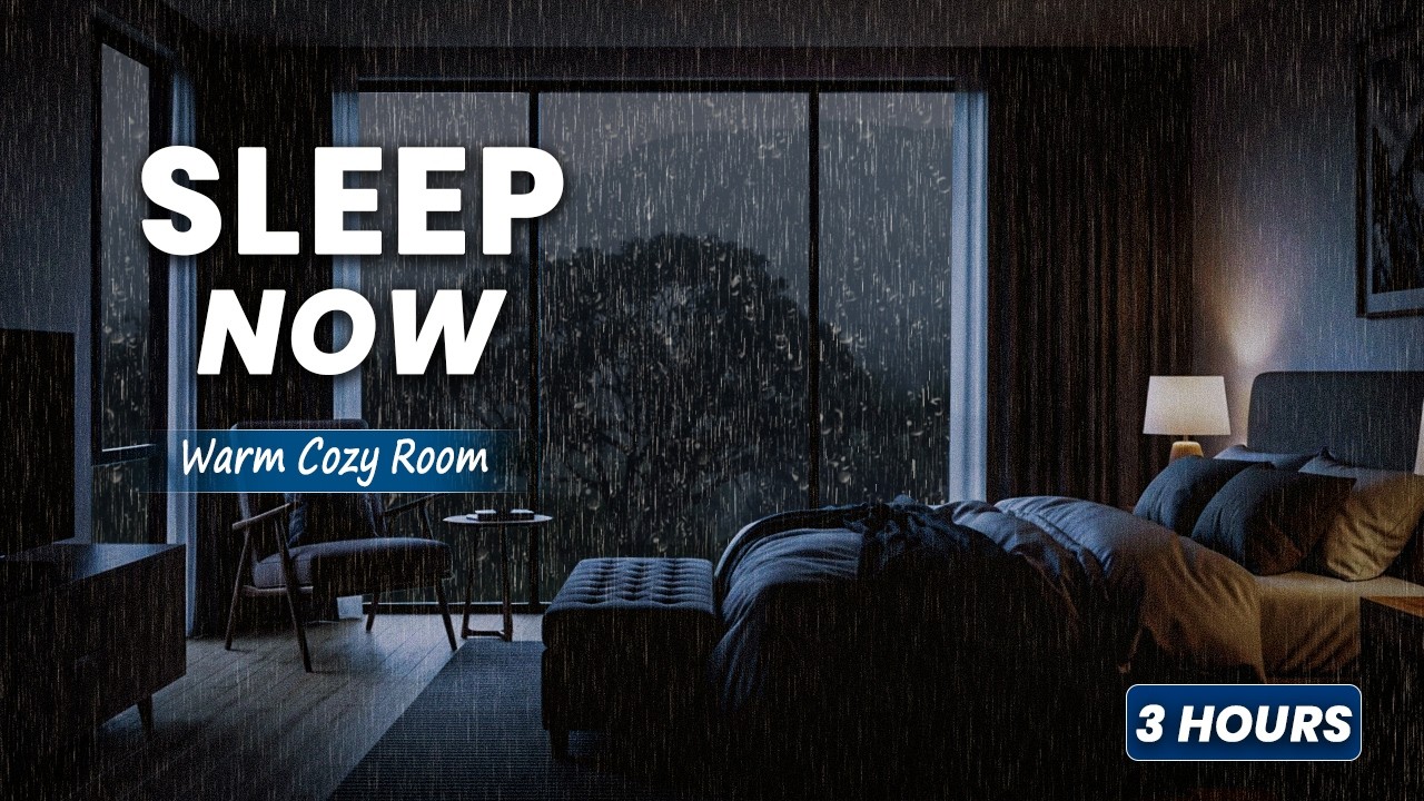 3 Hour Loop of Peaceful Rain Ambience in Warm Bedroom | Relaxation - No Ads