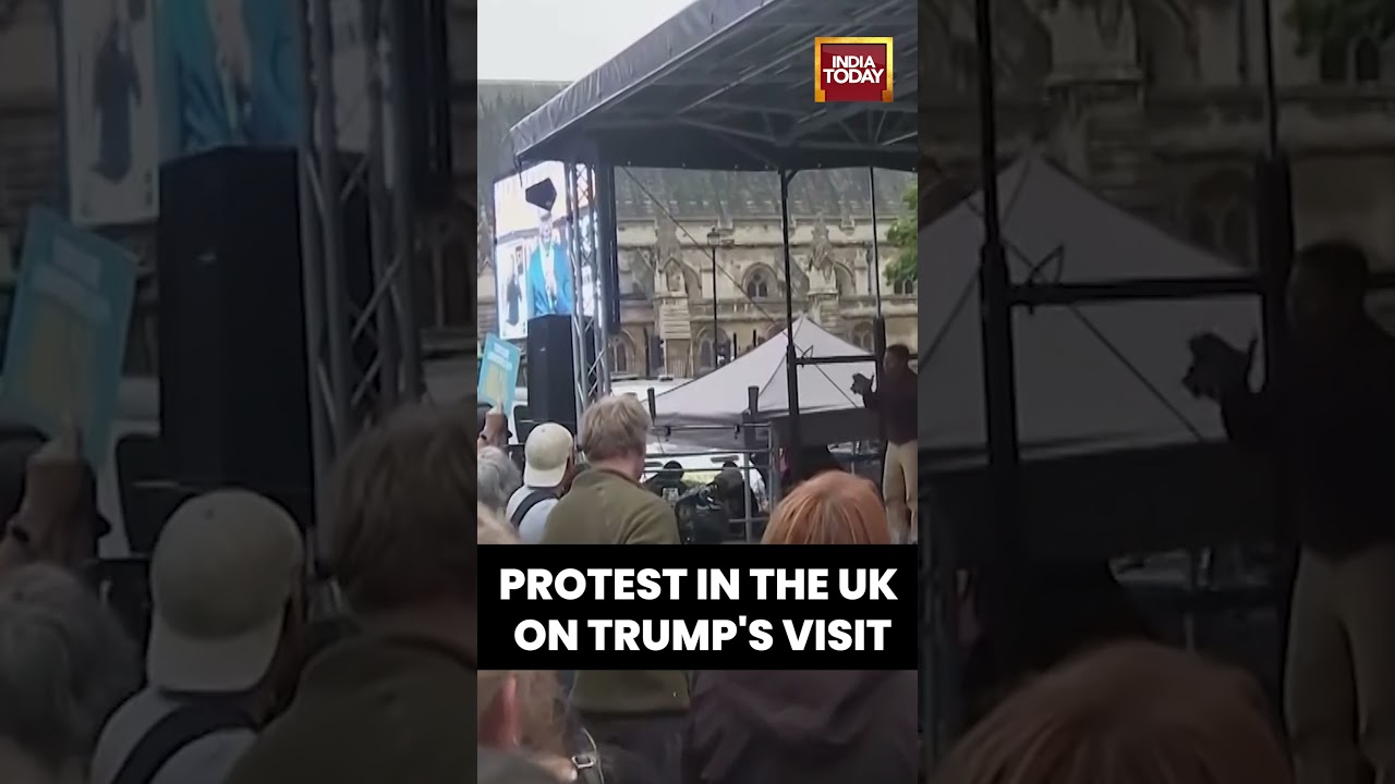 Protesters march to Parliament during Trump's second state visit to the UK | #shorts #trump #britain