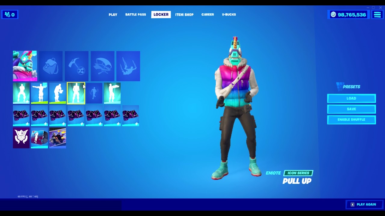 Fortnite Llambro Crew Pack skin doing the 'pull up' emote