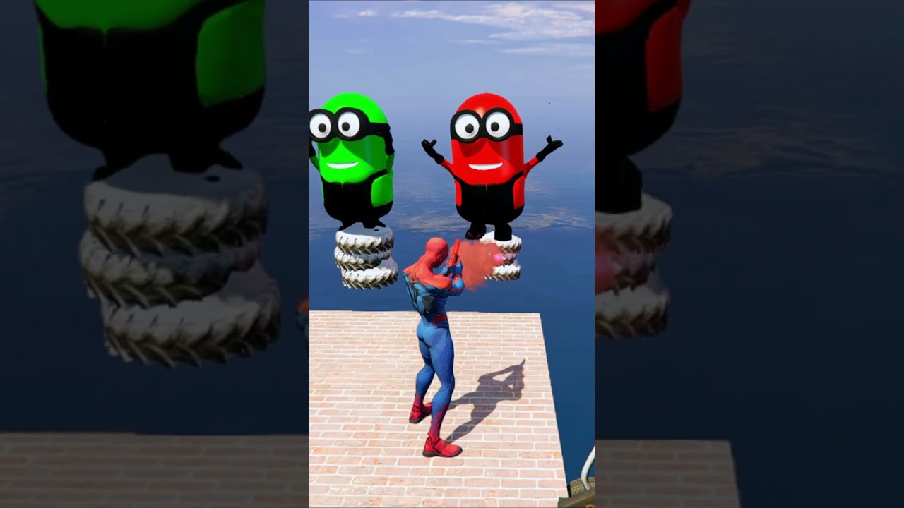 GTA 5 Epic Water Ragdolls | Spider- Man Vs Hulk And Minions Jump/ Fails ep.40#shorts