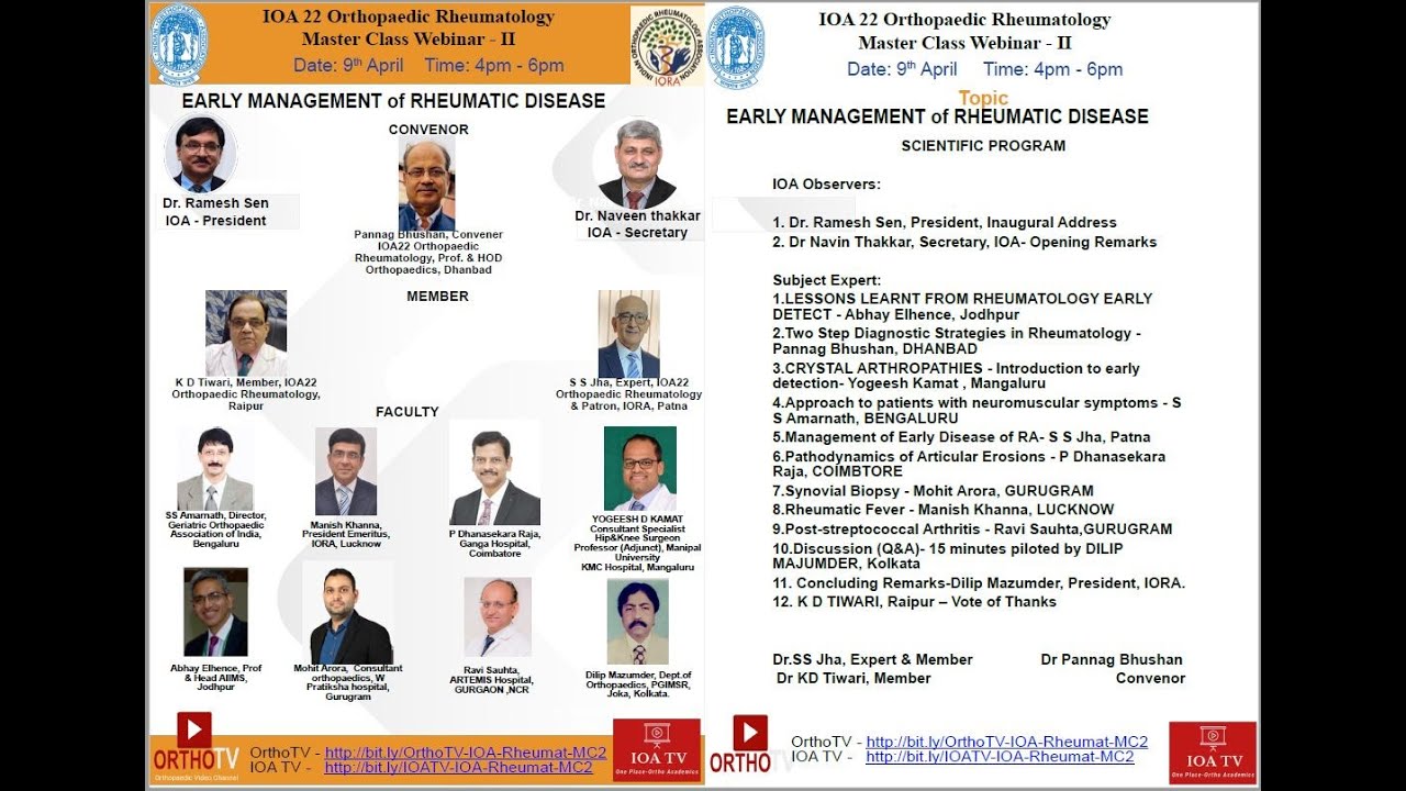 IOA 22 Orthopedic Rheumatology Master Class Webinar II
