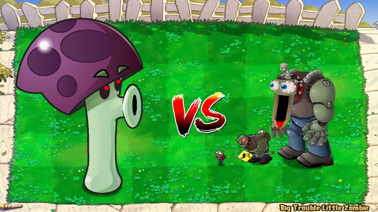 SCAREDY SHROOM VS all zombies VS giga gargantuar VS dr zomboss PVZ BATTLEZ