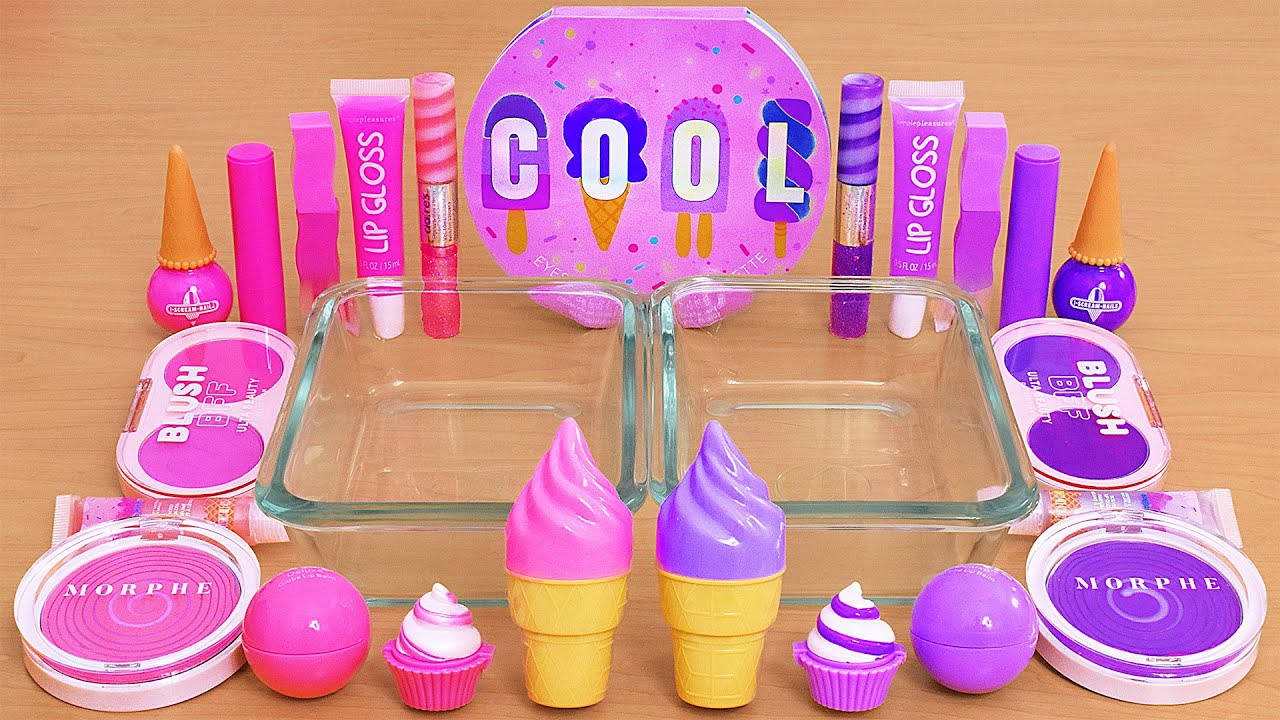 Pink vs Purple - Mixing Makeup Eyeshadow Into Slime ASMR