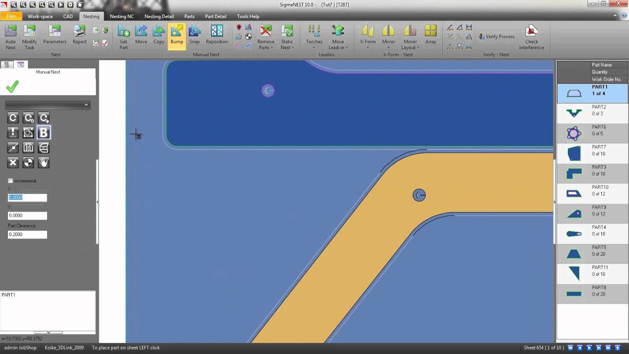 SigmaNEST  Manual Nesting