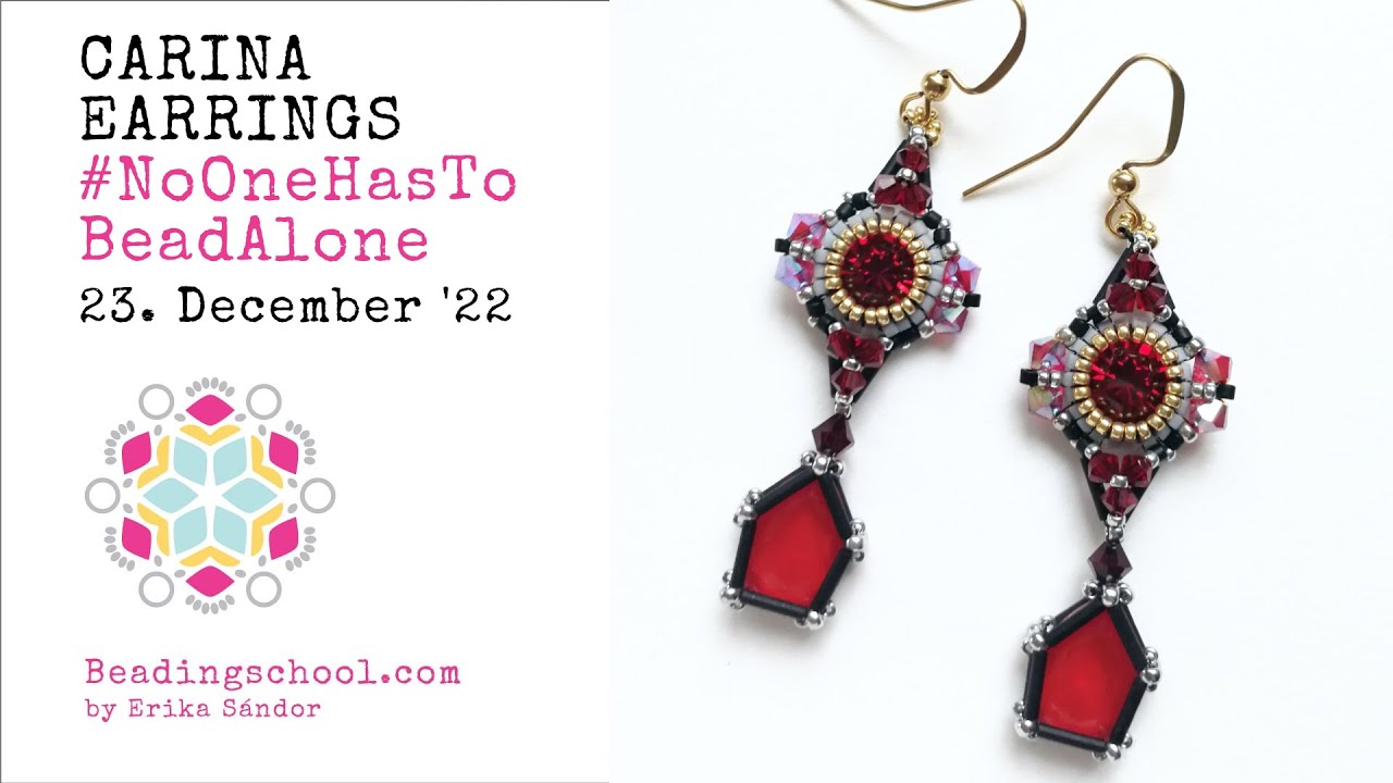 BEADINGSCHOOL by Erika: CARINA earrings - DIY beading tutorial #NoOneHasToBeadAlone