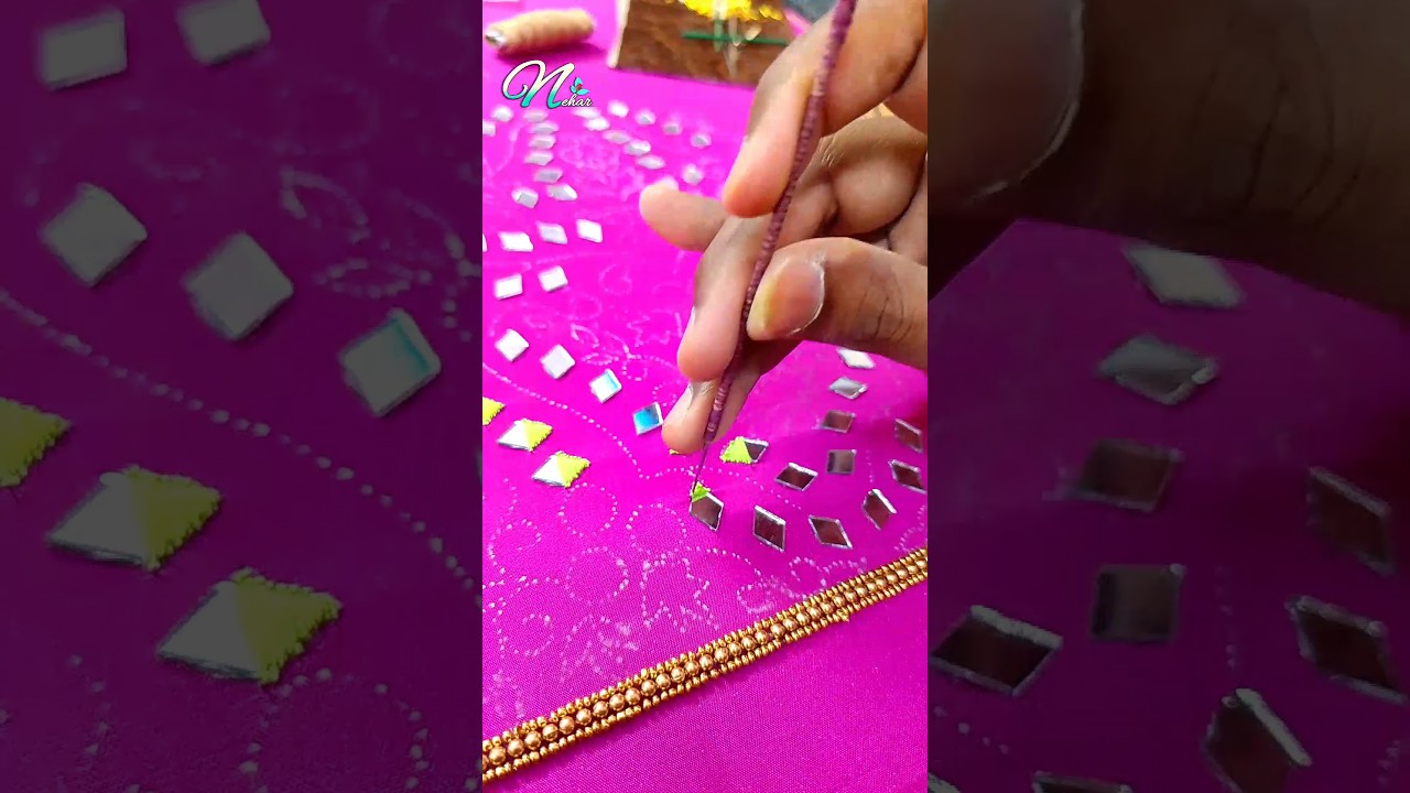 Mirror work tutorial। Mirror Stitching Aari Needle। #shorts #embroidery #fashion #art
