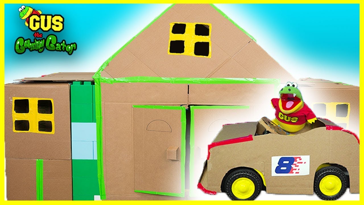 Billionaire box fort mansion and Tow Truck Car Shop!